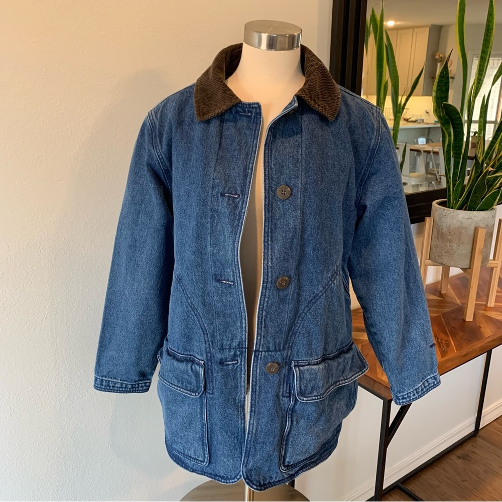 Vintage 80s 90s Woolrich Flannel Blanket lined Denim Barn Jacket